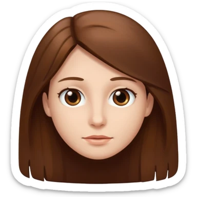 I have long brown hair without fringe, white skin and brown eyes sticker