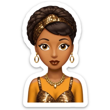 Josephine Baker with dark brown hair, bronze sequin outfit sticker