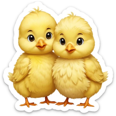 Two baby chicks cuddling sticker