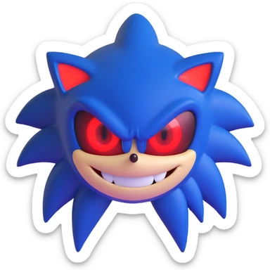 Sonic.exe, the creepy version of Sonic the Hedgehog, with red glowing eyes, sinister smile, and dark aura sticker