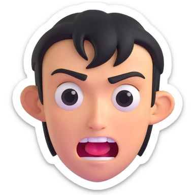 ugly rage emoji with lopsided face and uneven eyes sticker