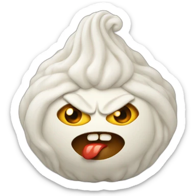 khinkali dish with angry face sticker
