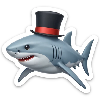 Shark with a top hat sticker