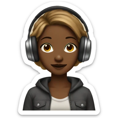 a brown skin girl listening to music  sticker