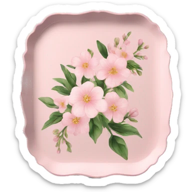 Light pink floral serving tray sticker