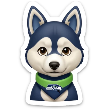 Black white husky with floppy ears Seattle Seahawks gear sticker