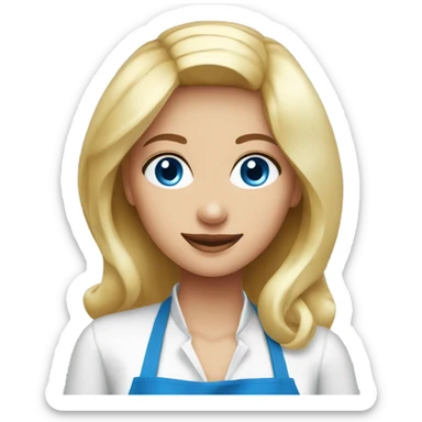 Beautiful blonde blue eyed woman cooking steak sticker