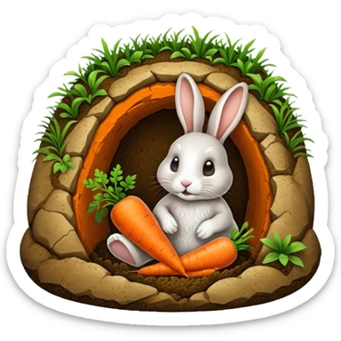 Rabbit burrow, carrot outside sticker