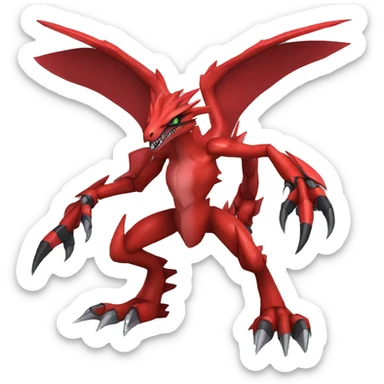  Cool Edgy Red Digimon-Fakemon-Guilmon-Velociraptor-Dragon-Mecha full body sticker