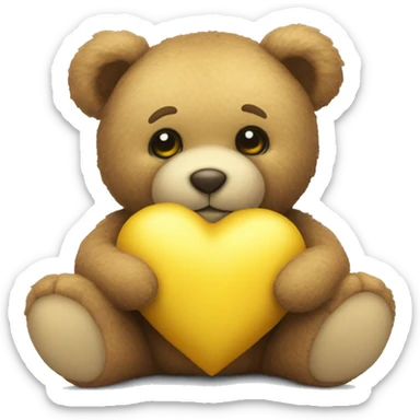 Teddy Bear with yellow heart  sticker