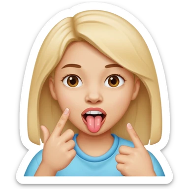 fille doigt entre les dents tire la langue sticker