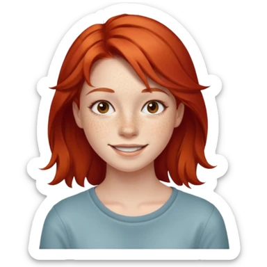 emoji of a cheerful 18-year-old young woman with red hair sticker