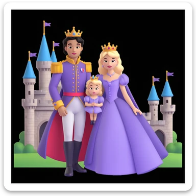prince and princess Disney dress close up photo in castle background sticker