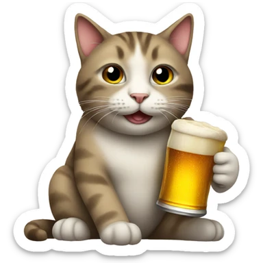 Cat holding beer sticker