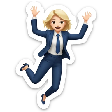 a girl in a formal suit jumps with joy sticker