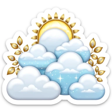 White and glittery gold with marble stones, vines, divine, heavenly, spiritual, pure, glowing, cute clouds, sunshine, sparkly, beautiful, elegant, luxurious, pretty, aesthetic scenery scene picture   sticker