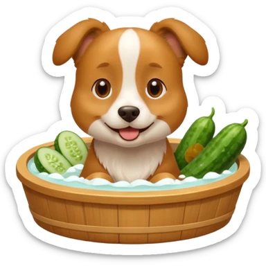 dog relaxing spa with cumcumbers sticker