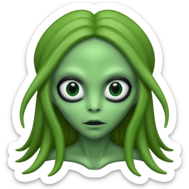 Alien with longer hair ' sticker