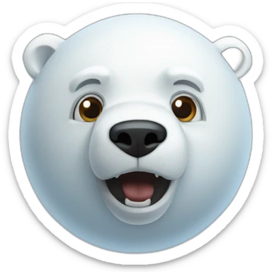 3d sphere with a cartoon Polar Bear skin texture with big courageous eyes sticker