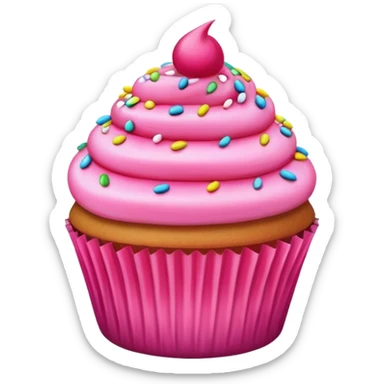 cupcake with bright pink frosting and sprinkles sticker