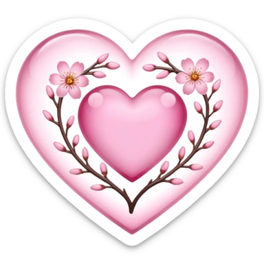 sakura heart with a transparent center sticker