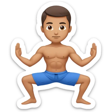 guy blue short warrior-II yoga pose sticker