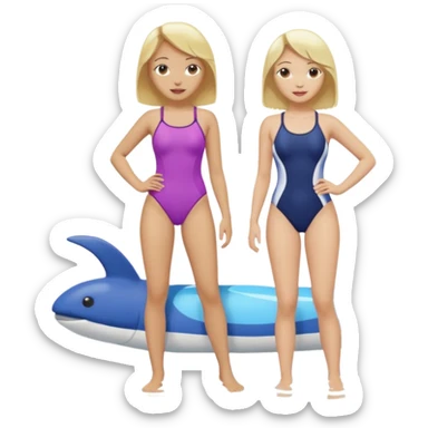 2 women light skin blonde hair with swinsuit fuul body sticker