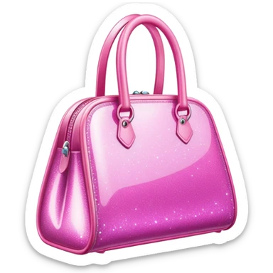 pink shiny sparkly glittery Barbie-style bag sticker