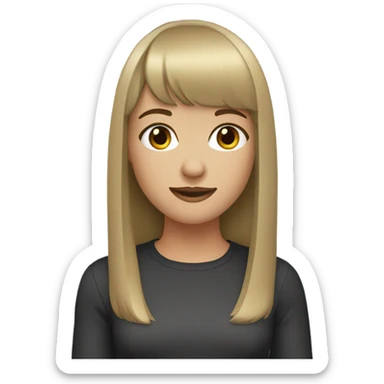 girl with dark blonde hair and straig bangs  sticker