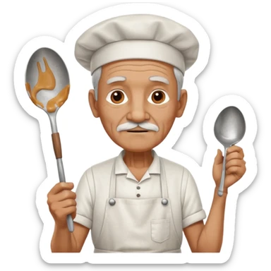 old man kitchen worker sticker