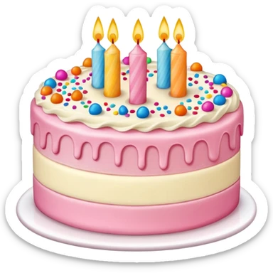 slice of birthday cake with pink icing and sprinkles sticker