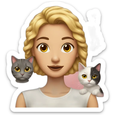 woman plus three cats sticker