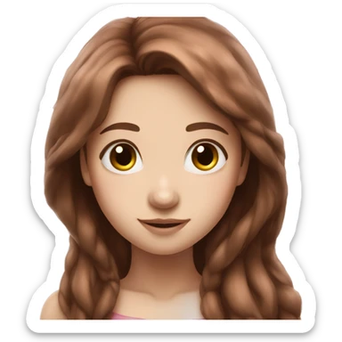 Long brown hair fairy white skin pink wings sticker