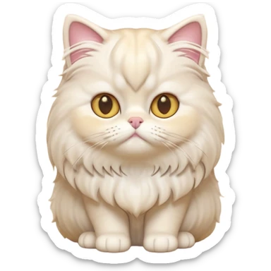A 3D cartoon Persian cat with soft cream-white long fur, round face, golden eyes, gentle expression, cinematic Memoji-style lighting. full body sticker