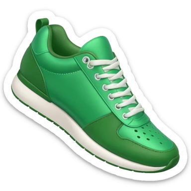 A 3D cartoon Green sneaker with soft texture, lace-up detail, and smooth reflections, isolated on plain background, Memoji-style. sticker