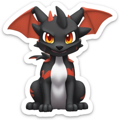 Black Cool Edgy Anthro Noivern-Nargacuga-Houndoom-Charizard Fakémon  with White and Red Edgy markings sticker