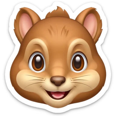 squirrel face emoji, cheerful and excited, sparkling eyes, close-up sticker