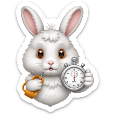 rabbit holding a stopwatch sticker