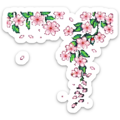 Cherry blossom design with falling petals sticker