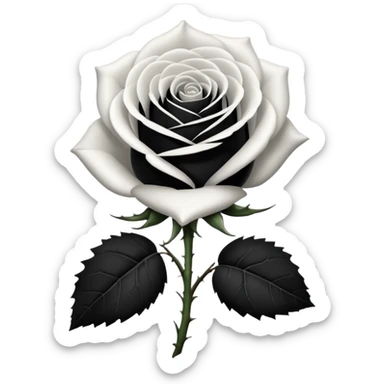 Black and white rose combine with stem sticker