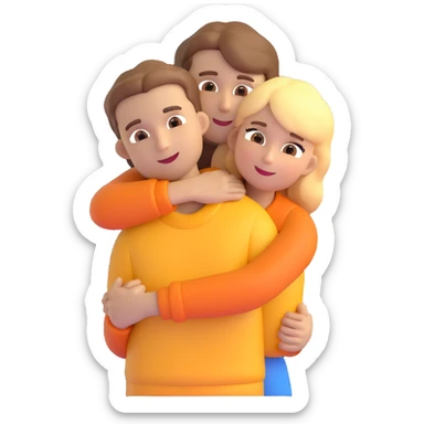 brown-haired girl and blonde boy in a warm embrace, emoji style sticker