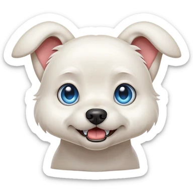 Snarling Blue eyed small white dog floppy ears  sticker