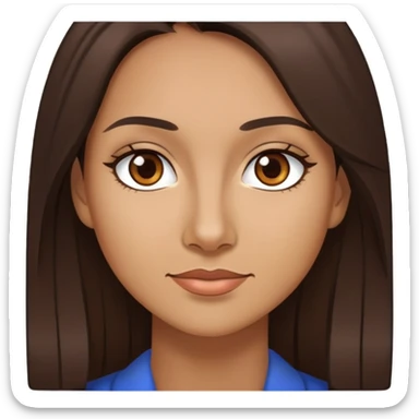 a woman aged 31, she is an English teacher, she has long dark brown hair and brown eyes sticker