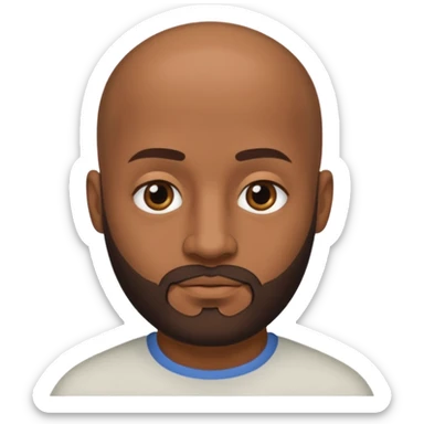 Hombre marrón pelado con barba y ojos negros sticker