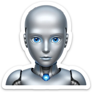 Robots Humanoid – Silver android with glowing eyes, human shape sticker