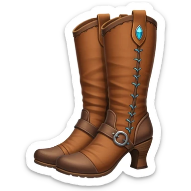 medievil boots, simple fantasy adveture boots, female, no laces, high heels sticker