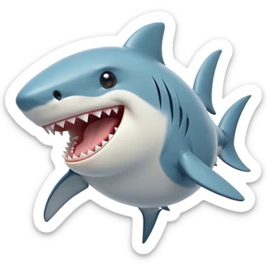 Cinematic Cute Yawning Shark Portrait Emoji, Head tilted slightly with a dramatic, wide-open yawn, showcasing a soft, streamlined body with gently drooping fins and eyes barely open in drowsy contentment, Simplified yet irresistibly adorable features, highly detailed, glowing with a soft, cozy glow, high shine, relaxed yet expressive, stylized with a touch of aquatic charm, bright and endearing, soft glowing outline, capturing the essence of a sleepy yet affectionate shark, so drowsy it feels like it could float right out of the screen and curl up for a nap! sticker