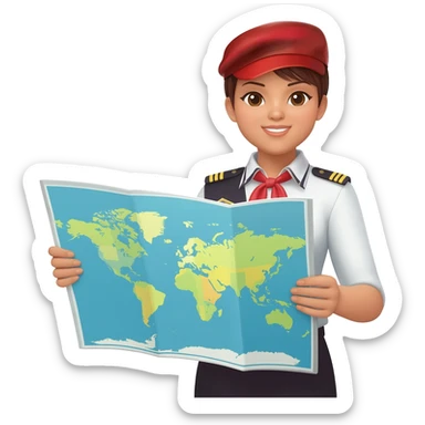 Female Chinese Malaysian Tourist Guide with World Map sticker