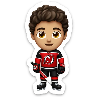 A brunette boy in a New Jersey devils jersey sticker