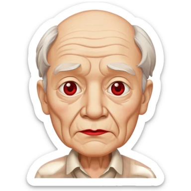 old man with lipstick sticker